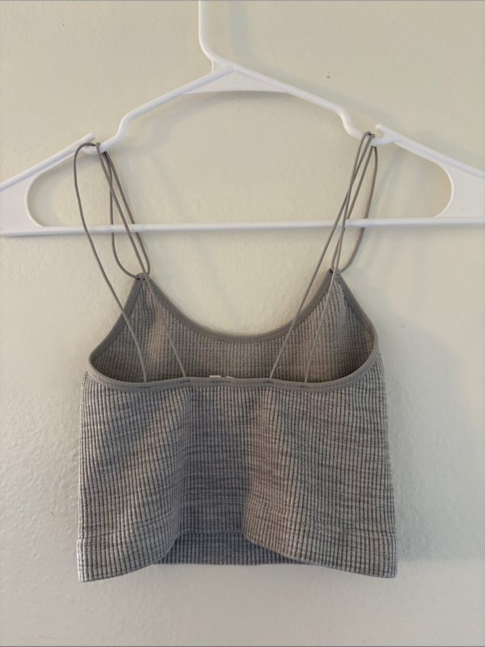 Gray Ribbed Double-Strap Crop Top - Picture 2 of 2